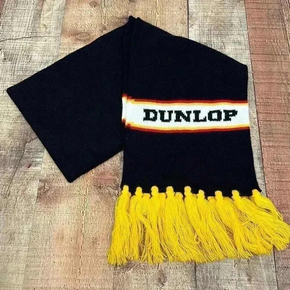Dunlop Winter Scarf Black & Yellow with Fringe